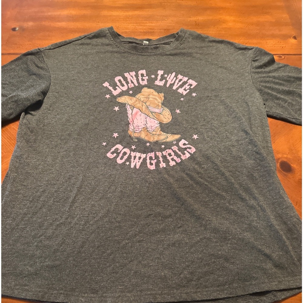 Unbranded Graphic T-Shirt Womens Large Grey Excellent Long Live Cowgirls Western